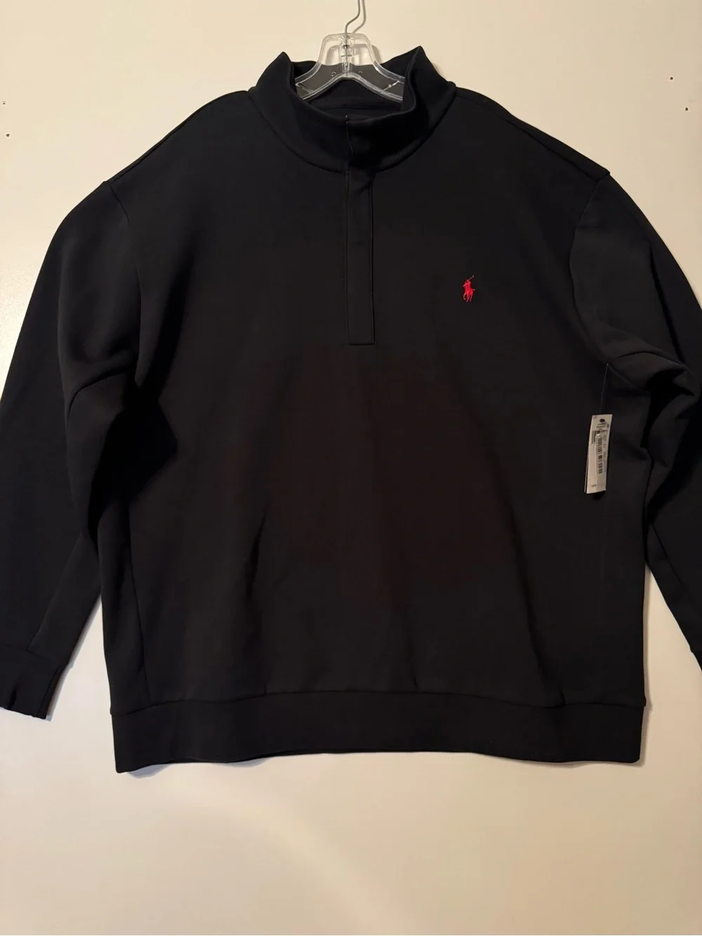Polo by Ralph Lauren Black Half-Zip Sweatshirt with Red Pony